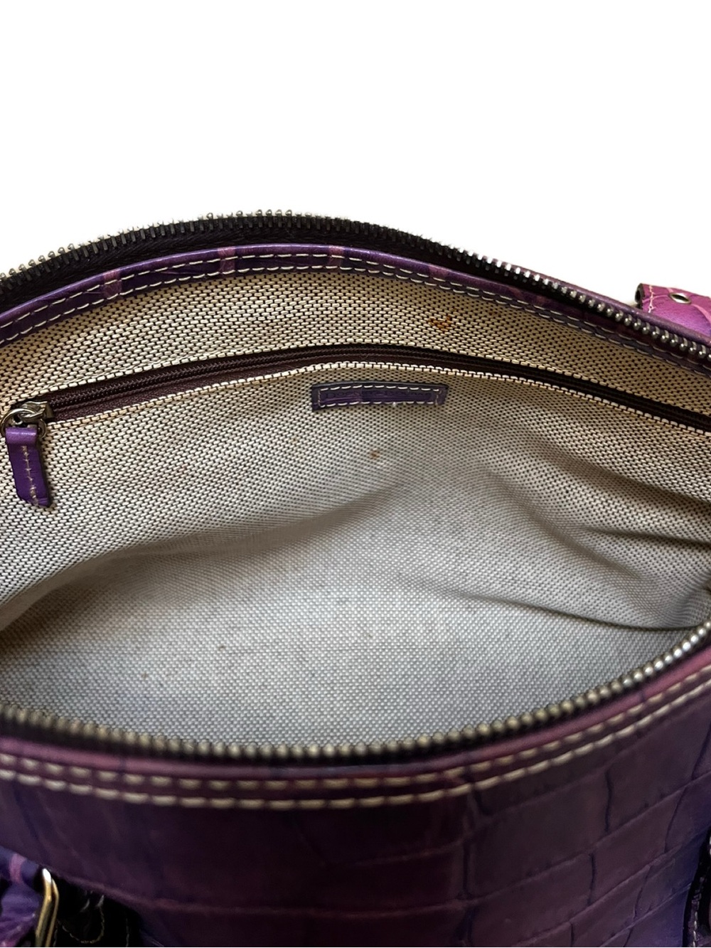 Dooney & Bourke Vintage Purple Nile Collection Crocodile Embossed Satchel - Picture 12 of 13